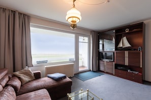 Blick auf das Watt und die Nordsee direkt von der Wohnung