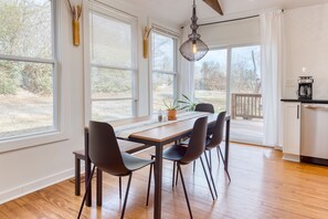 Enjoy landscape views at the dining table.