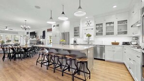 Gorgeous kitchen with seating for 12 at the table and 6 at the island