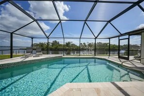 Pool and view of the community park (Very private, no neighbors across channel)