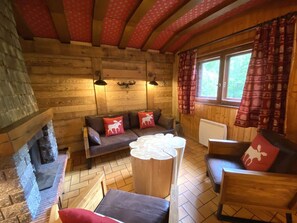Living room with fireplace