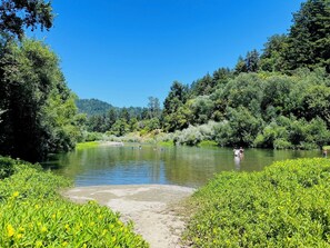 Sunset Beach is located directly across River Road from Petunia's Place.