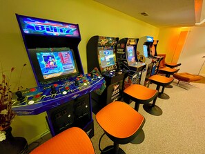 The arcade will keep the littles entertained while you unpack.