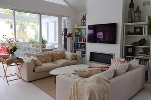 Lounge has gas fireplace for those cosy winter nights