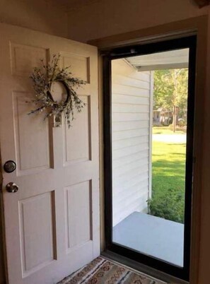 Front door looking outside glass door