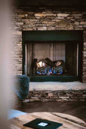 Gas log fireplace for a cozy night in.