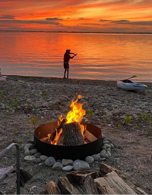 NEW fire ring down by the beach! Bring your smore stuff! (Unedited picture from one of our guests).