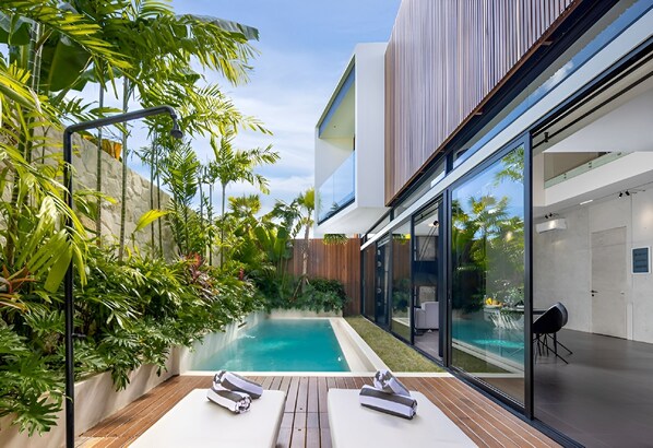 Exterior,Private pool with two sun loungers