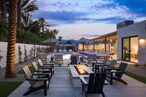Gather around the fire pit.