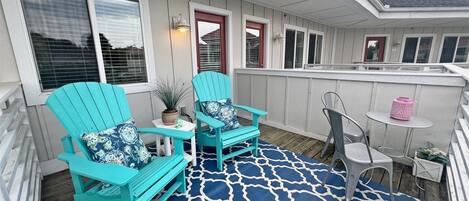 Blue Star Cabana has a wonderful upper balcony to relax in the summer breeze