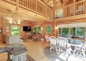dining area facing the porch
