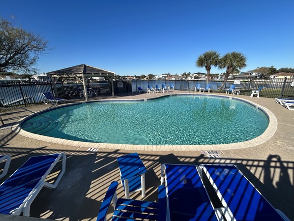 Pool area along the bay 