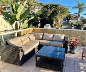 Spacious outdoor deck seating