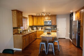 Kitchen with new stove & dishwasher; fully equipped for baking & cooking; 