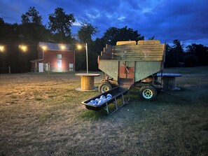 Took an old grain bin and turned it into a basketball game. Fun for all ages!