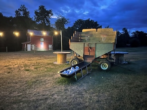 Took an old grain bin and turned it into a basketball game. Fun for all ages!