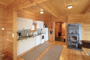 Kitchen & fireplace
