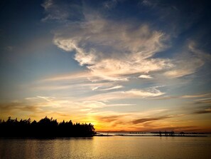 Sunset from the dock. View across Five Fathom National Marine Park