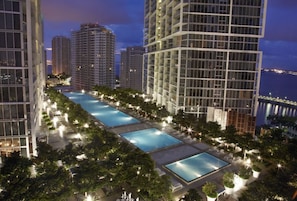 Main Pool on the 15th floor at night