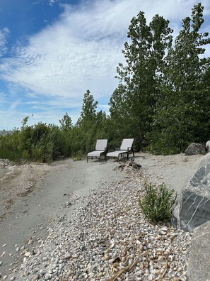 Your own private beach with lounge chairs
