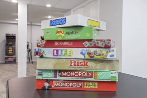Board games in the arcade room