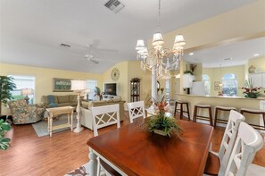 Open Concept - Formal Dining, Living Room and Kitchen