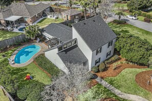 Aerial of Home with Private Pool