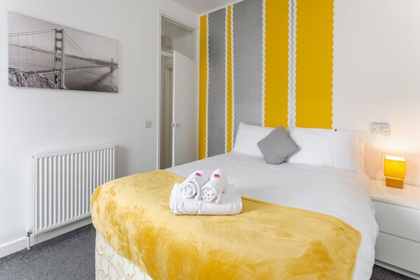 Bedroom 1 - one double bed with luxury bedding