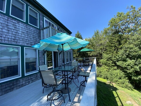 Our deck overlooks the mouth of the Damariscotta River