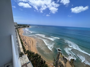 View from balcony of Luquillo’s public beach