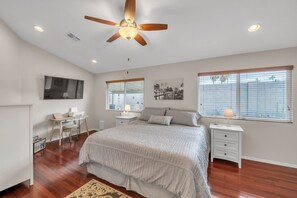 Indoors, Home Decor, Ceiling Fan, Bed, Bedroom