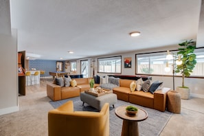downstairs game room and living room