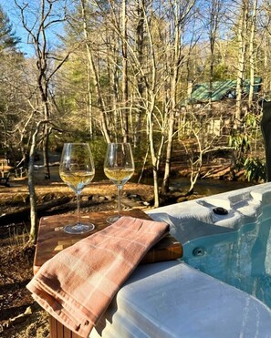 Hot tub with a view of Fightingtown Creek