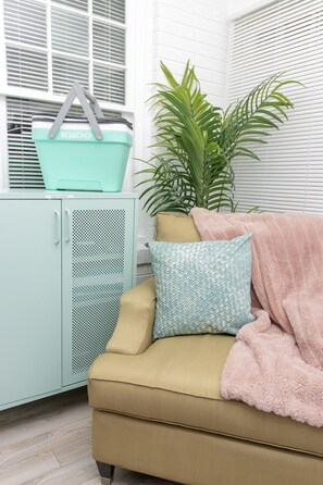 Sitting area in Sun Room, Igloo cooler, relaxing corner