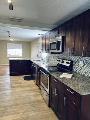 Large kitchen that full integrates with dining and living areas