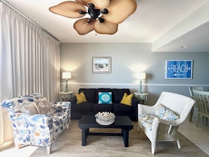 Living room with a queen sleeper sofa
