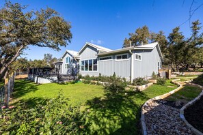 Picturesque private backyard of this newly built home. We are excited to welcome our first guest!