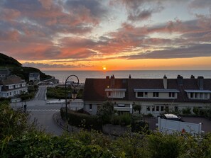 Utsikt mot strand/hav