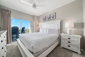 Main bedroom off of living room/dining area