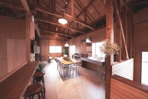 Large dining and kitchen space where you can cook your own meals