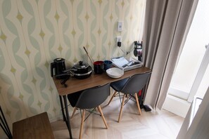 Cooking utensils and tableware are also provided, so you can cook your own meals.