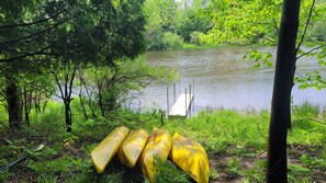 Dock and kayaks