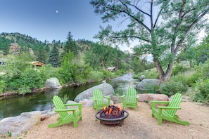 Cool fall evenings are best spent at one of our firepits along the river!