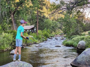 Grab your fishing gear and fish with private river access right off our property.