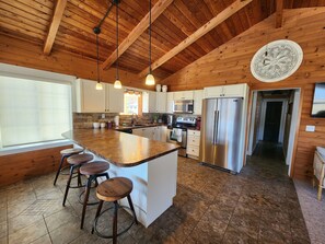 Kitchen with stainless steel appliances