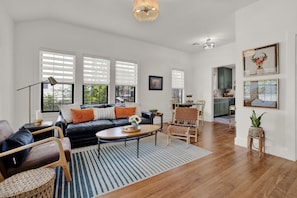 Catch up with friends and family in the spacious living room.