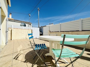 Outdoor dining and relaxation area