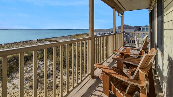 Sit out on the balcony deck and enjoy the view of Cape Cod Bay