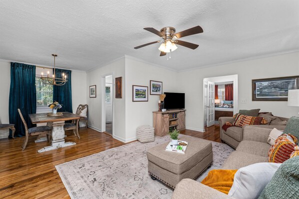 Living room is open to the dining room