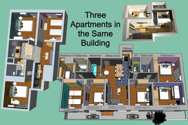 Three Apartments in the Same Building
